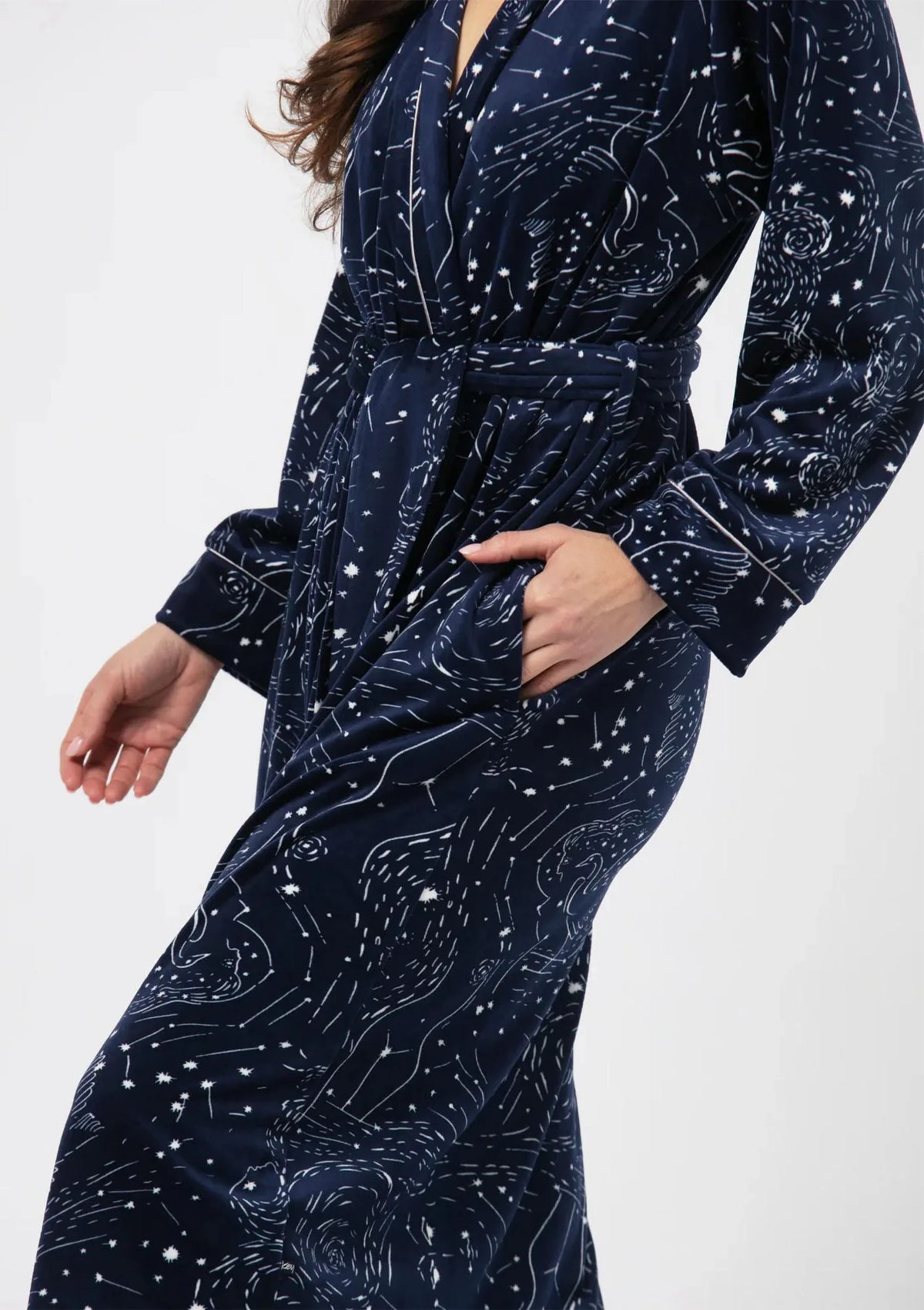 Key LGL 911 długi szlafrok damski z Velvet Fleece