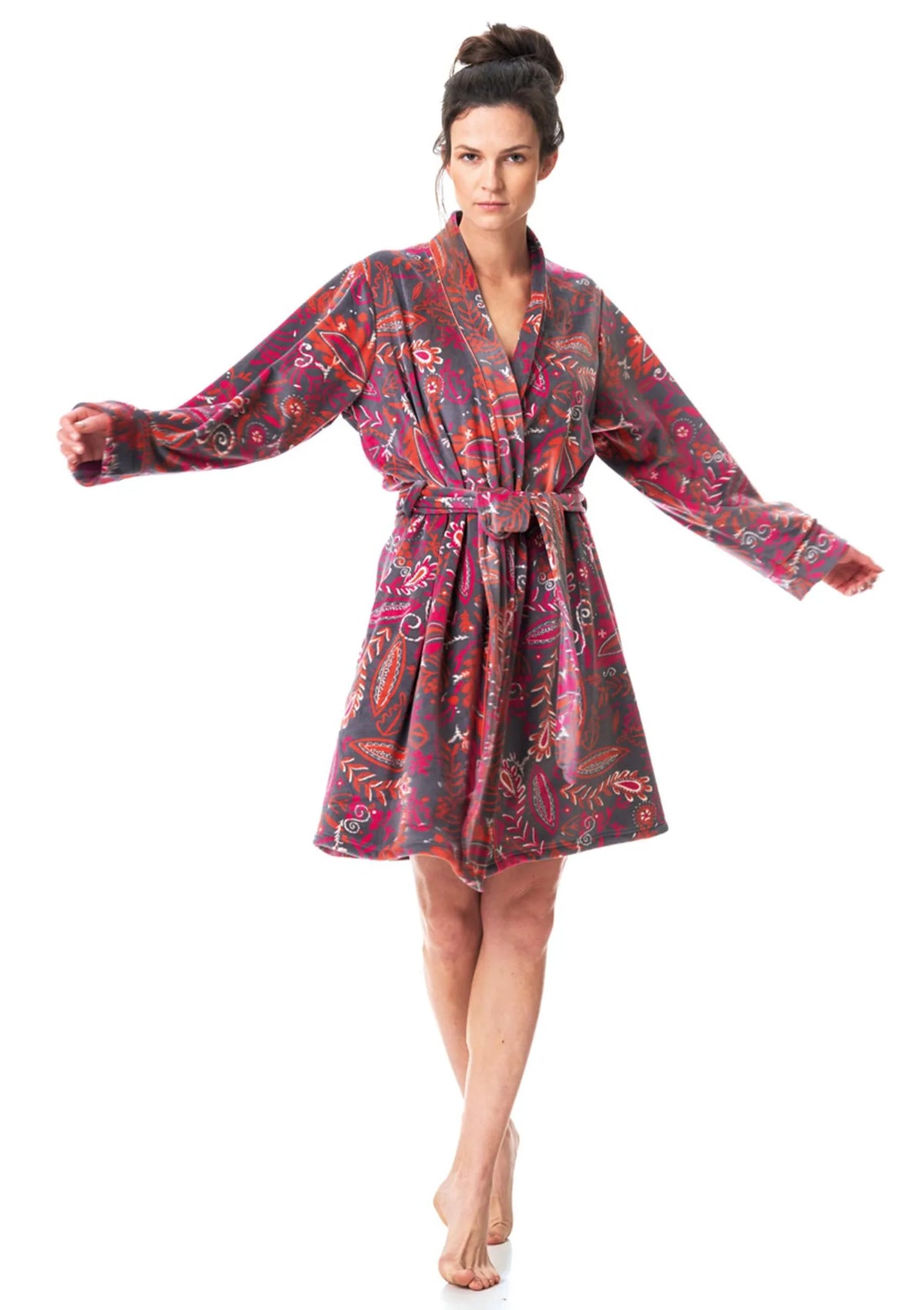 Key LGD 782 szlafrok kimono damski we wzór folkowy