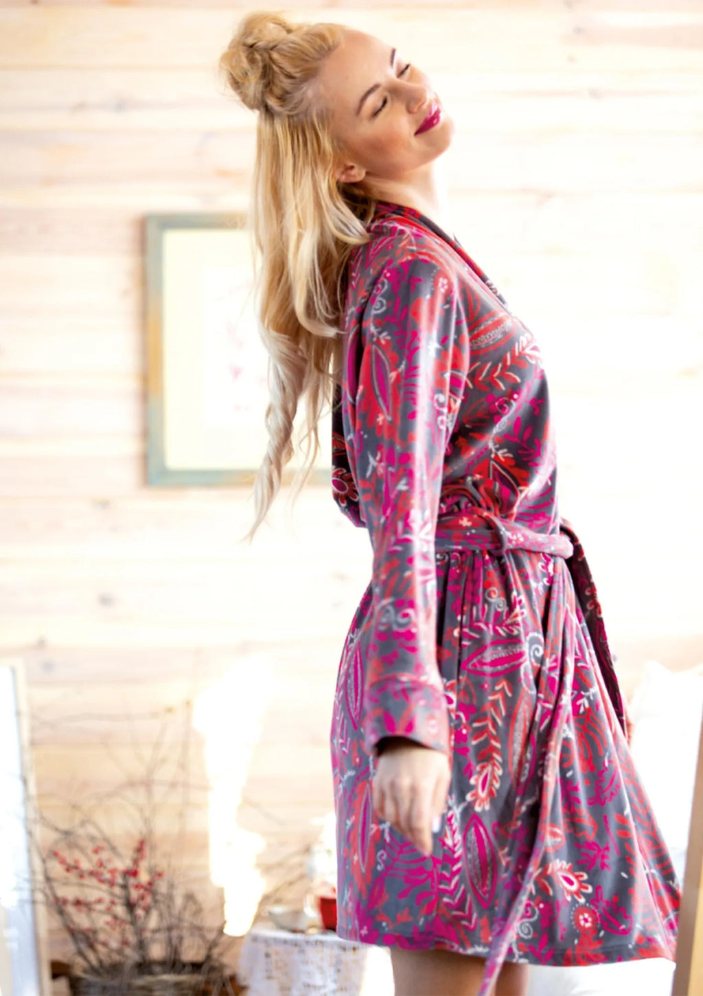 Key LGD 782 szlafrok kimono damski we wzór folkowy