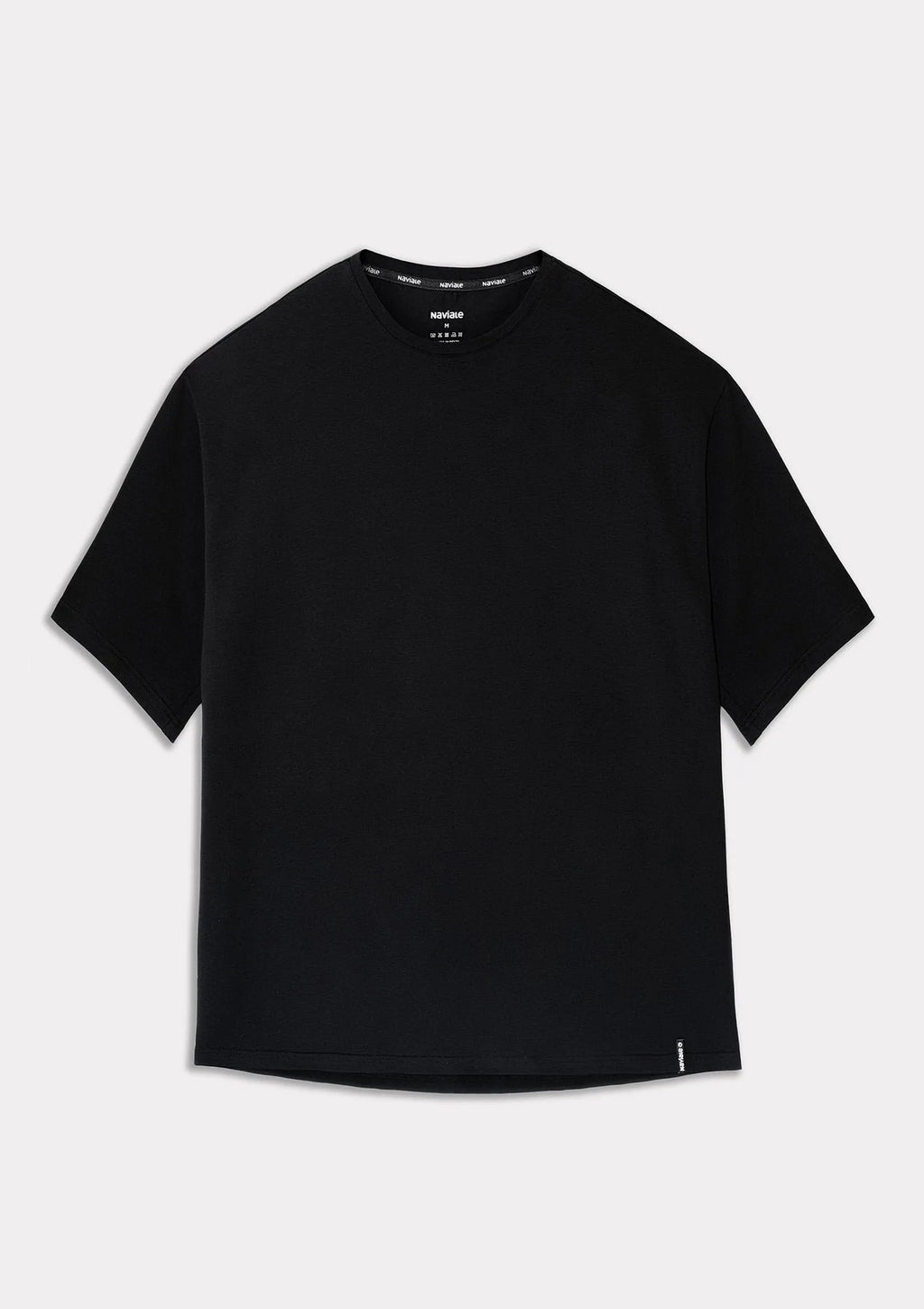 Naviale Unisex Delta T-shirt oversize czarny z bawełny czesanej