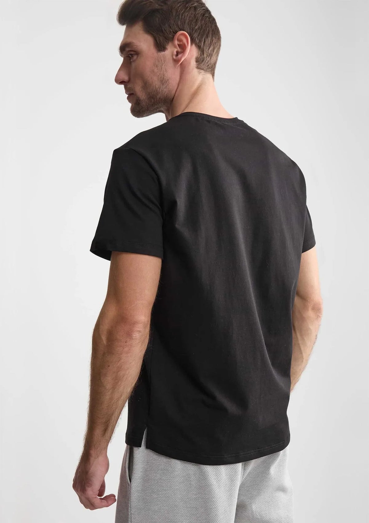 T-shirt męski Naviale Man Charlie MH320-01 czarny, bawełna czesana