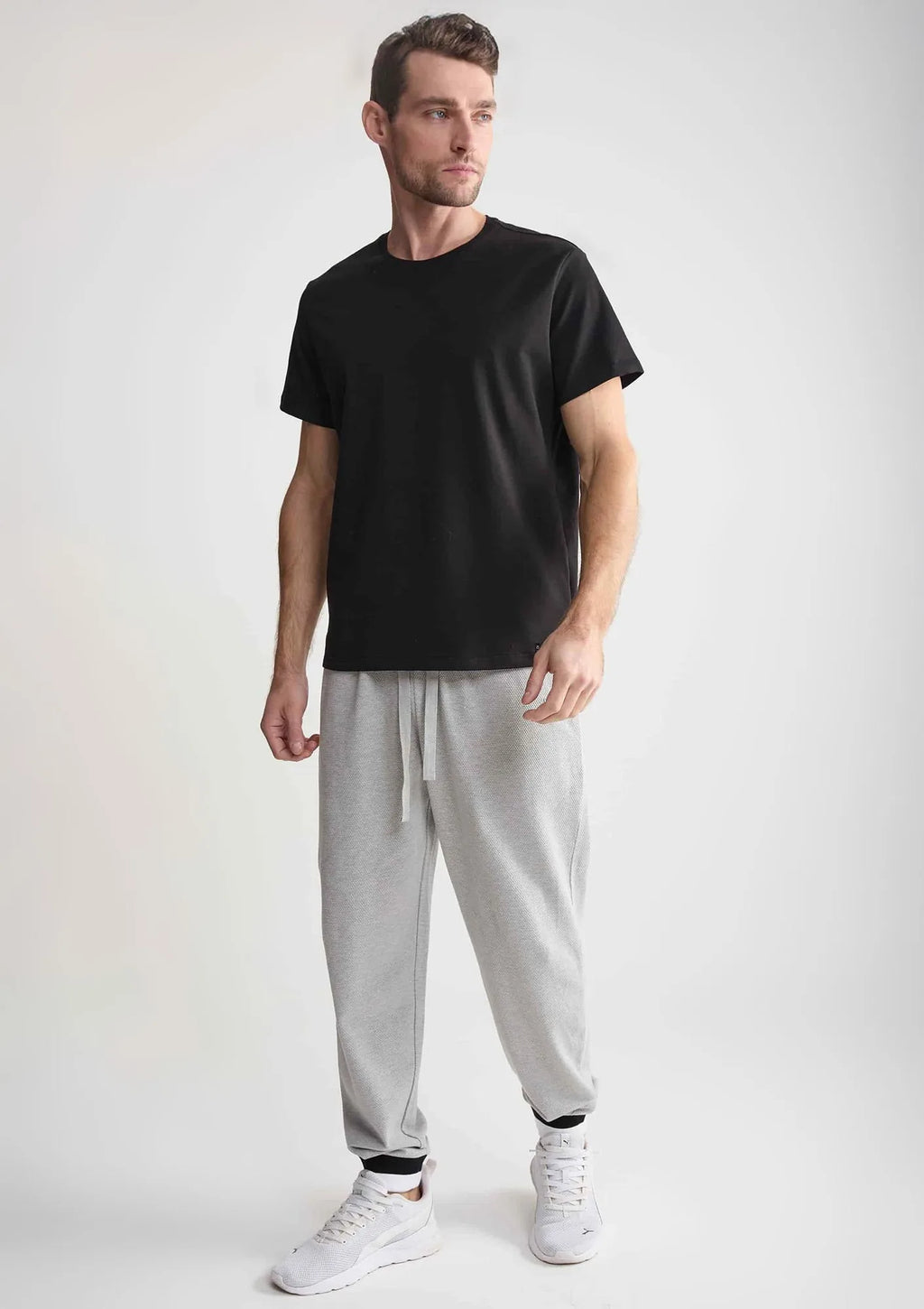 T-shirt męski Naviale Man Charlie MH320-01 czarny, bawełna czesana