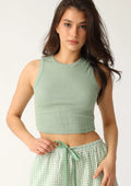 Naviale LH300-09 crop top prążkowany bawełniany zielony