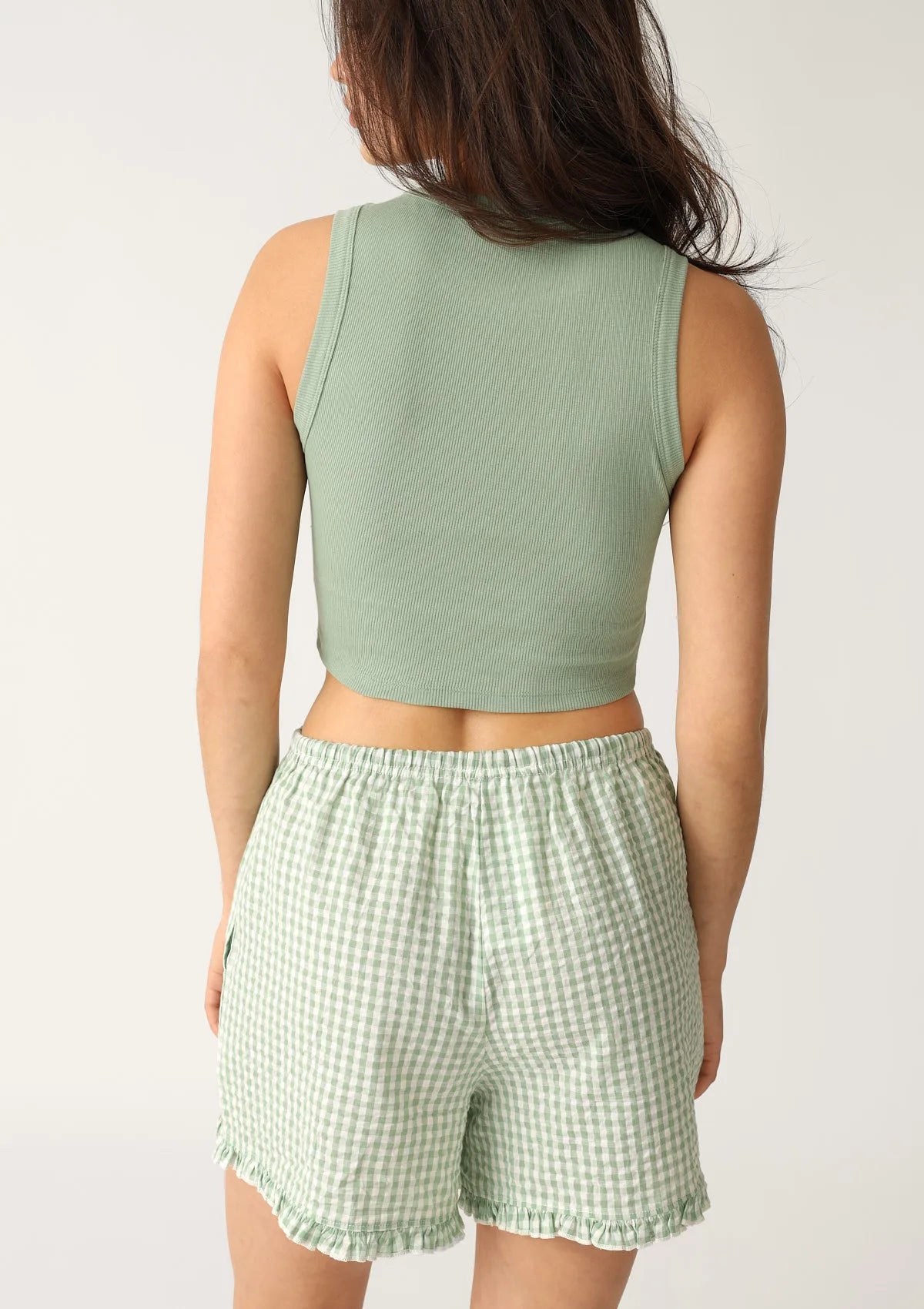 Naviale LH300-09 crop top prążkowany bawełniany zielony