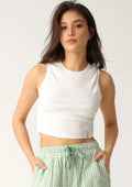 Naviale LH300-09 crop top prążkowany bawełniany biały