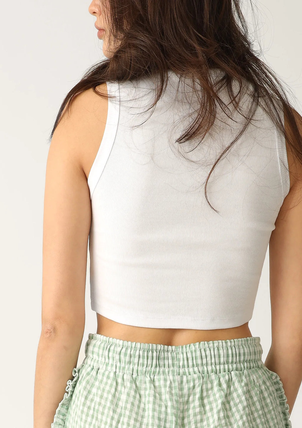 Naviale LH300-09 crop top prążkowany bawełniany biały