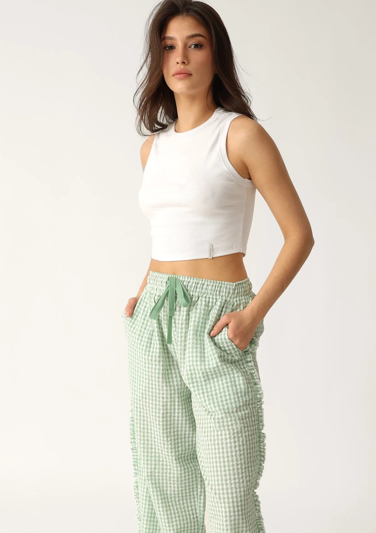Naviale LH300-09 crop top prążkowany bawełniany biały