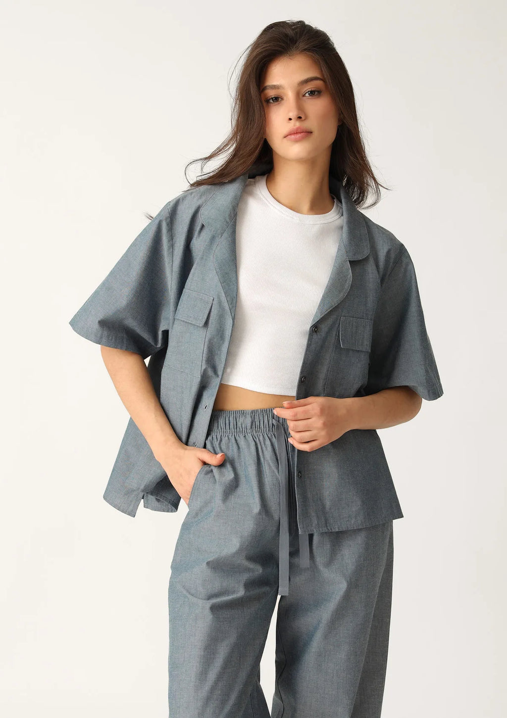 Naviale LH300-09 crop top prążkowany bawełniany biały