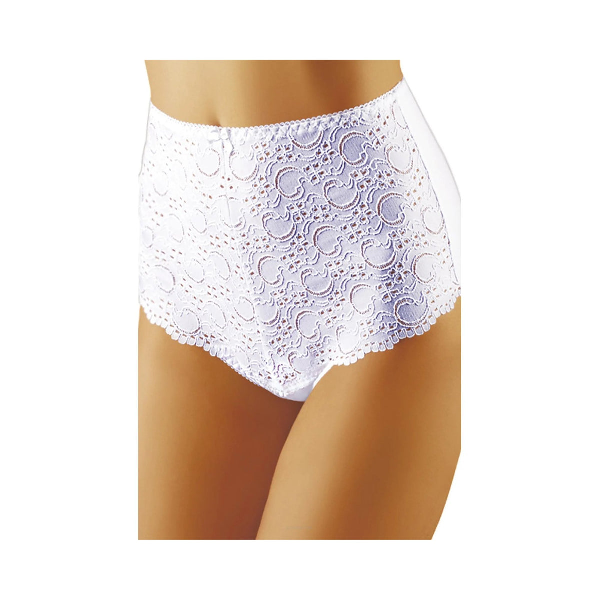 Figi damskie Ulla z wysokim stanem i koronkowym przodem, 3-pak L białe