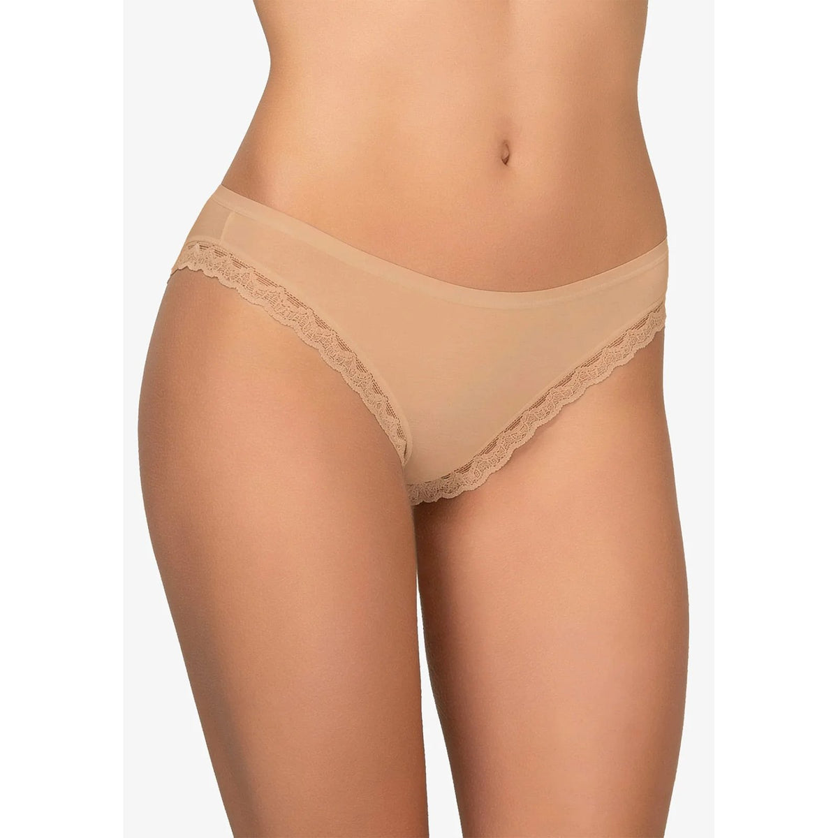 Figi damskie 147 Kleo beżowe – bawełniane midi bikini