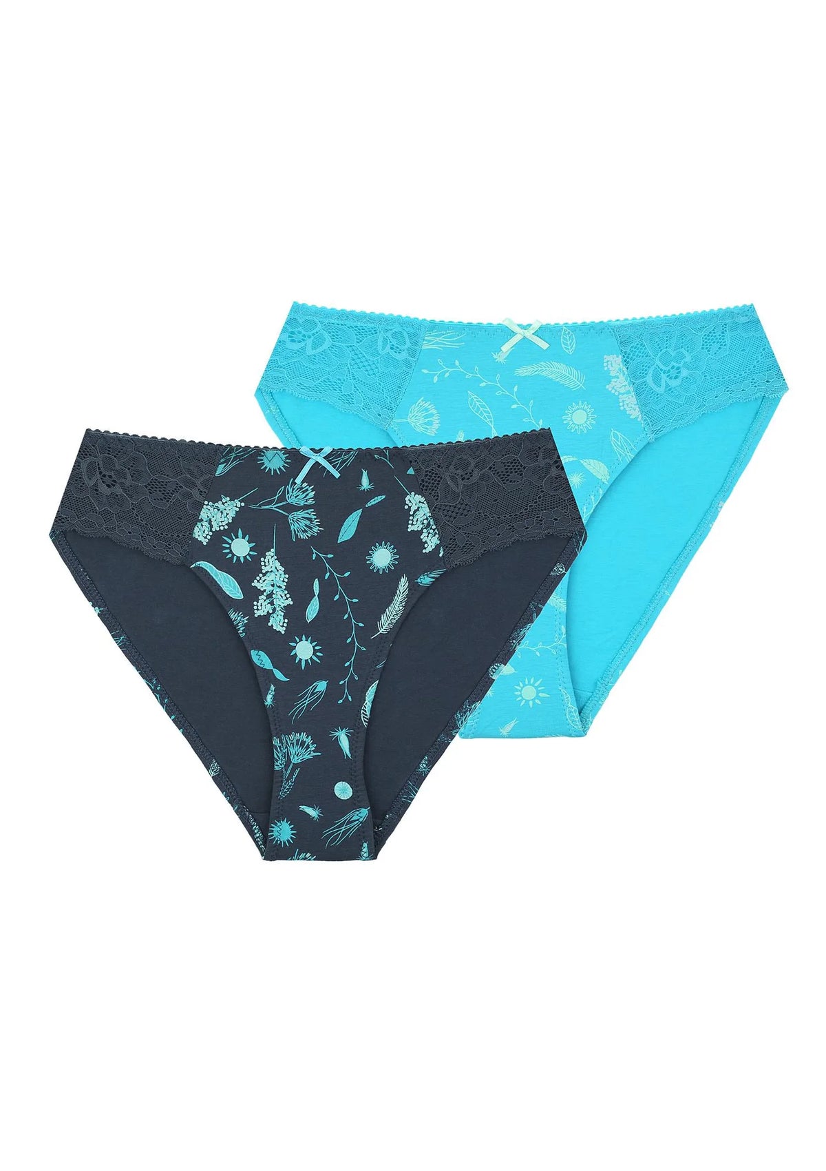 Figi bikini LPH 931 wzorzyste z koronką, 2 szt.