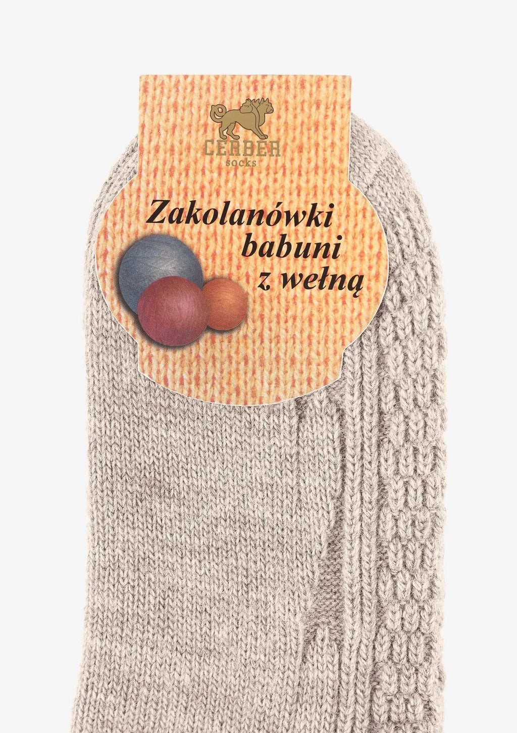 Cerber zakolanówki beż z wełną, warkocz