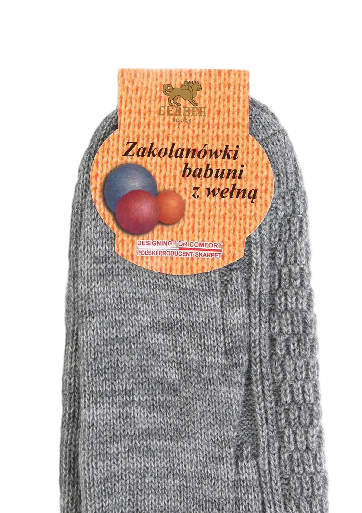 Zakolanówki Cerber z wełną, warkoczowy splot, szare szary