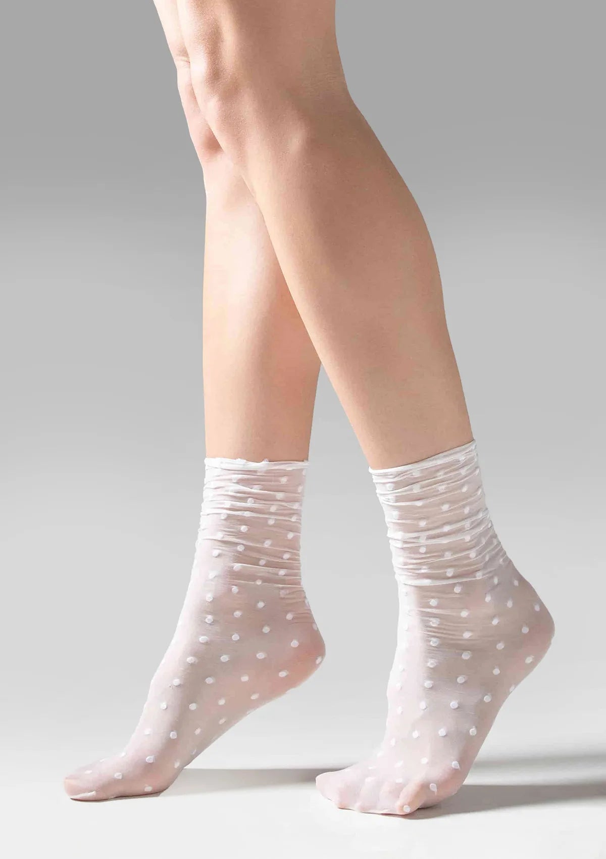Skarpetki damskie w groszki Legs G11 białe, 3 pary