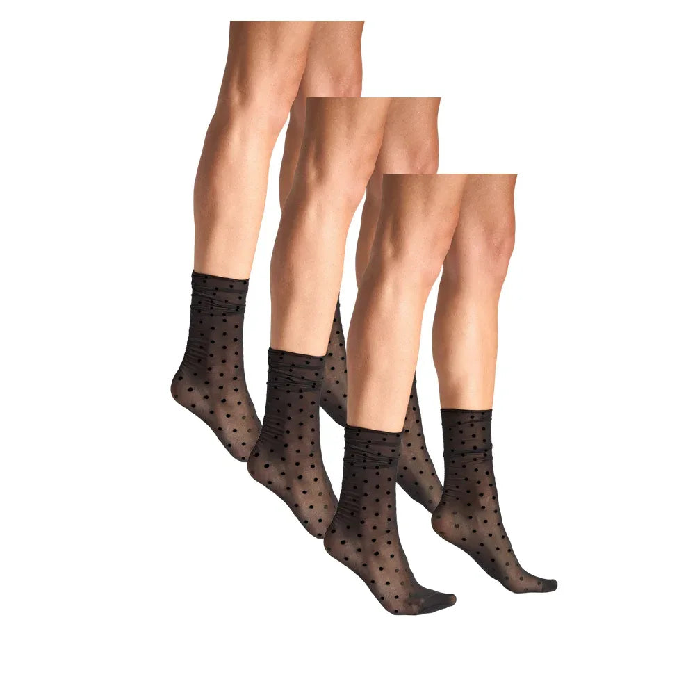 Skarpetki w groszki Legs G11 czarne, 3 pary
