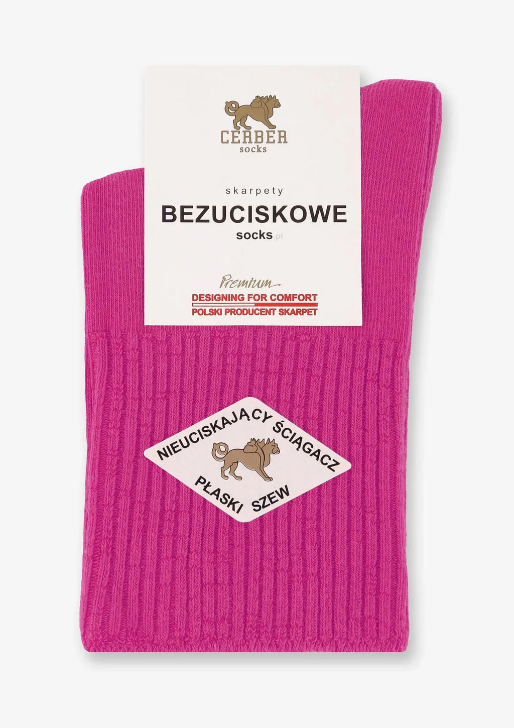 Skarpetki Cerber 1098 FUCHSIA 39/42, bezuciskowe, 4 pary
