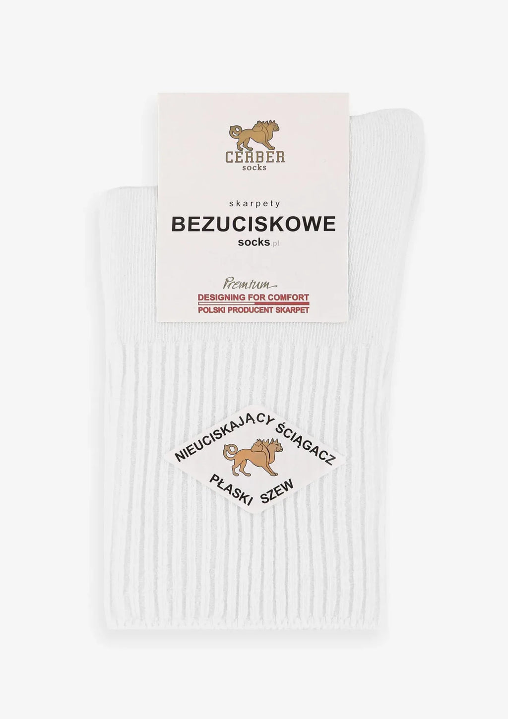 Cerber 1098 skarpetki damskie biały 39/42 bezuciskowe, 4 pary