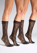 Legs G22 Ajour Bow skarpetki wysokie czarny, 4 pary