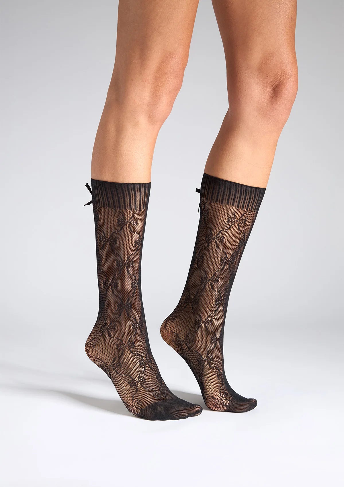 Legs G22 Ajour Bow skarpetki wysokie czarny, 4 pary