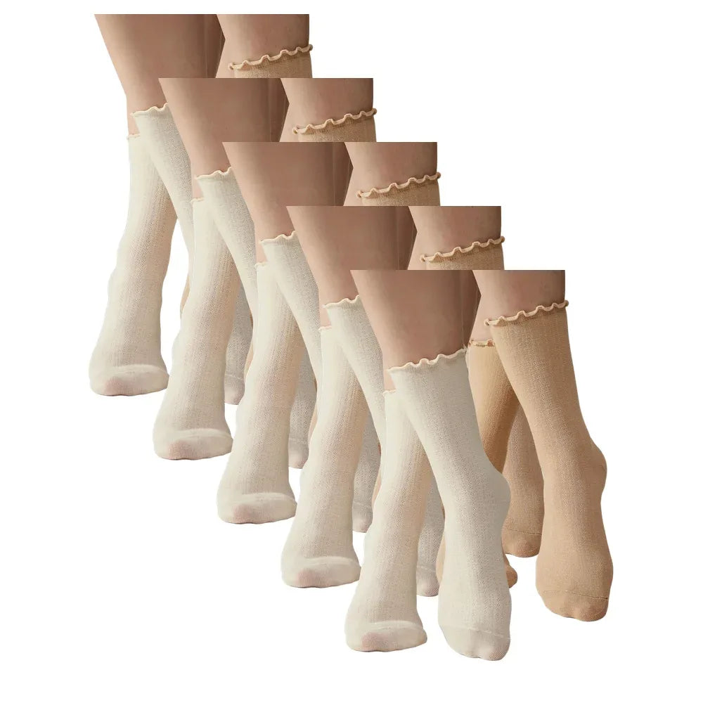 Skarpetki damskie Legs G10 z ażurem, latte, 6 par